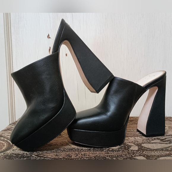 Jessica Simpson Denima Black Leather Platform Slip-On Mules Women's Size 7M - Picture 6 of 12